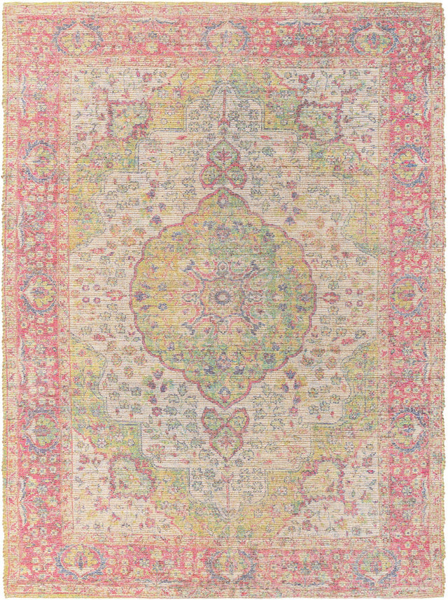 Ivory Pink 9' x 12' Chenille Jute Rectangle Area Rug Vintage Distressed Boho All Natural Eco-Friendly Sustainable Carpet for Living Dining Office Dorm Rooms for Sale at Rug Engine