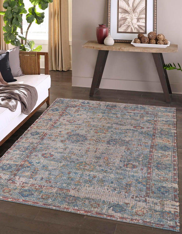 Teal blue 9' x 12' Chenille Jute Rectangle Area Rug Vintage Distressed Boho All Natural Eco-Friendly Sustainable Carpet for Living Dining Office Dorm Rooms for Sale at Rug Engine