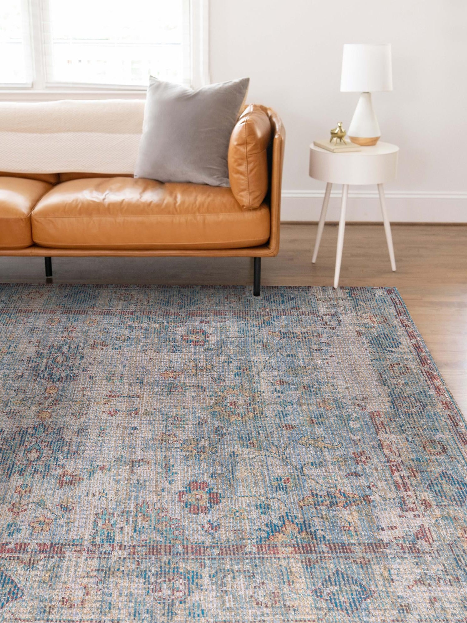 Teal blue 9' x 12' Chenille Jute Rectangle Area Rug Vintage Distressed Boho All Natural Eco-Friendly Sustainable Carpet for Living Dining Office Dorm Rooms for Sale at Rug Engine