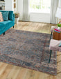 Teal blue 7' 10 x 7' 10 Chenille Jute Square Area Rug Vintage Distressed Boho All Natural Eco-Friendly Sustainable Carpet for Living Dining Office Dorm Rooms for Sale at Rug Engine