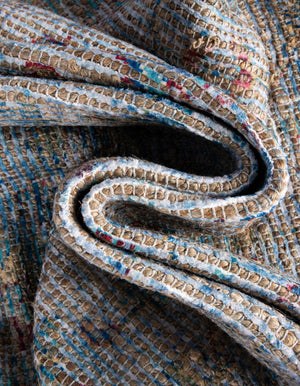 Teal blue 7' 10 x 7' 10 Chenille Jute Square Area Rug Vintage Distressed Boho All Natural Eco-Friendly Sustainable Carpet for Living Dining Office Dorm Rooms for Sale at Rug Engine