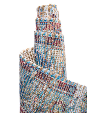 Teal blue 7' 10 x 7' 10 Chenille Jute Square Area Rug Vintage Distressed Boho All Natural Eco-Friendly Sustainable Carpet for Living Dining Office Dorm Rooms for Sale at Rug Engine