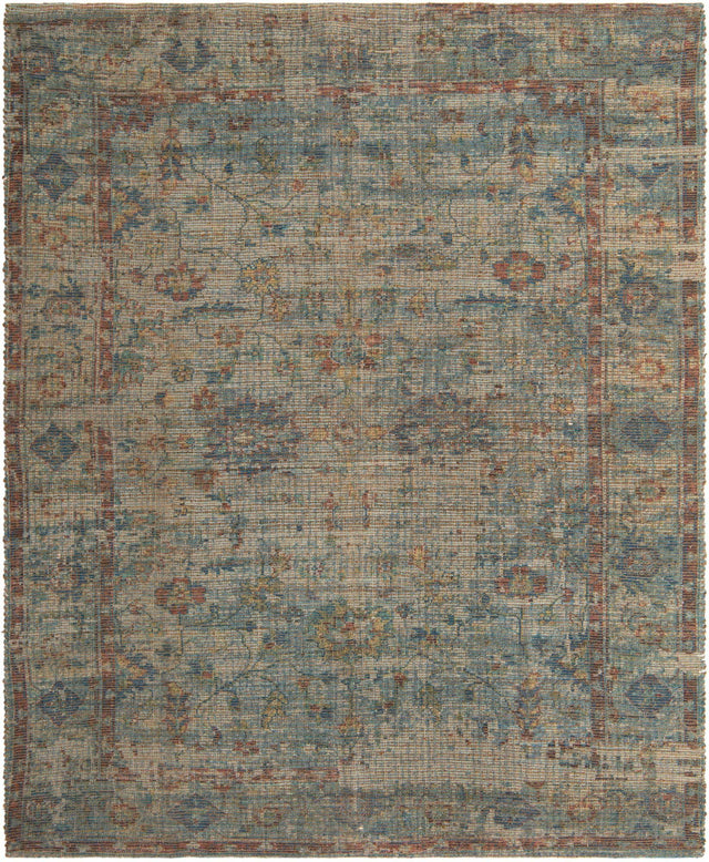 Teal blue 7' 10 x 10' Chenille Jute Rectangle Area Rug Vintage Distressed Boho All Natural Eco-Friendly Sustainable Carpet for Living Dining Office Dorm Rooms for Sale at Rug Engine