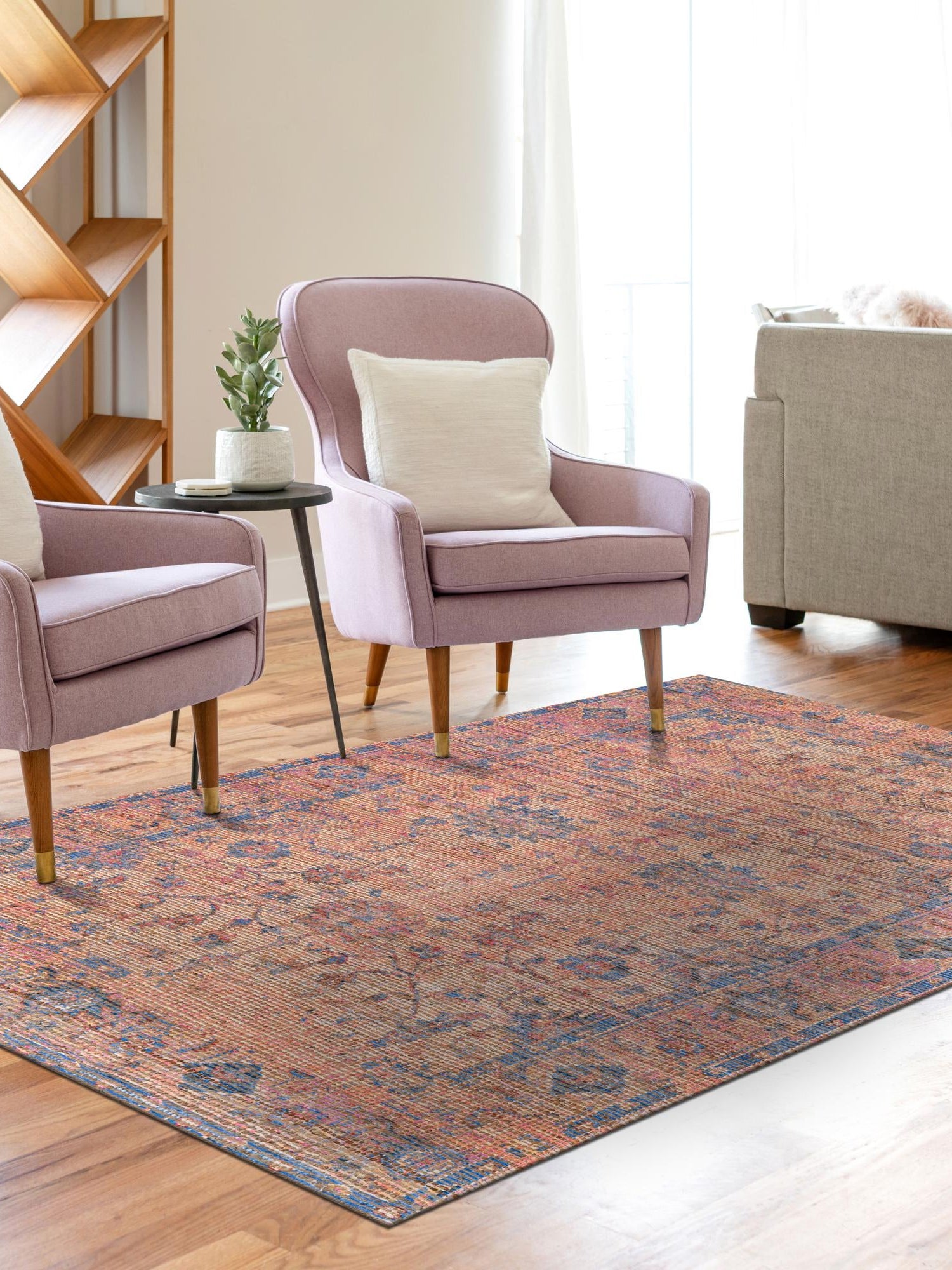 Peach pink 9' x 12' Chenille Jute Rectangle Area Rug Vintage Distressed Boho All Natural Eco-Friendly Sustainable Carpet for Living Dining Office Dorm Rooms for Sale at Rug Engine