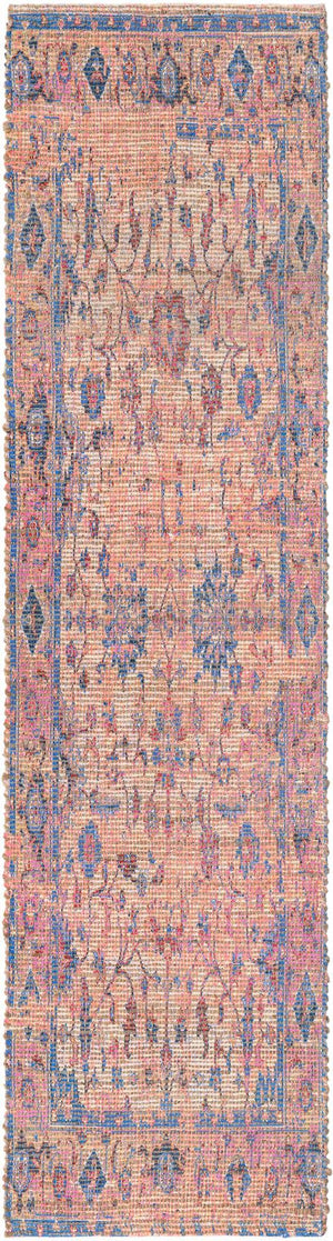 Peach pink 2' 2 x 8' Chenille Jute Runner Area Rug Vintage Distressed Boho All Natural Eco-Friendly Sustainable Carpet for Living Dining Office Dorm Rooms for Sale at Rug Engine