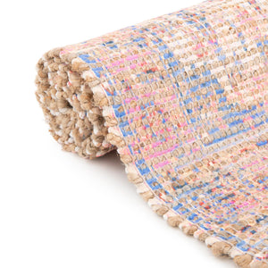Peach pink 7' 10 x 7' 10 Chenille Jute Square Area Rug Vintage Distressed Boho All Natural Eco-Friendly Sustainable Carpet for Living Dining Office Dorm Rooms for Sale at Rug Engine