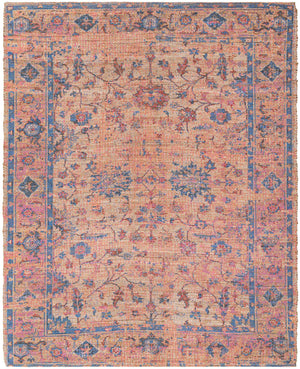 Peach pink 7' 10 x 10' Chenille Jute Rectangle Area Rug Vintage Distressed Boho All Natural Eco-Friendly Sustainable Carpet for Living Dining Office Dorm Rooms for Sale at Rug Engine