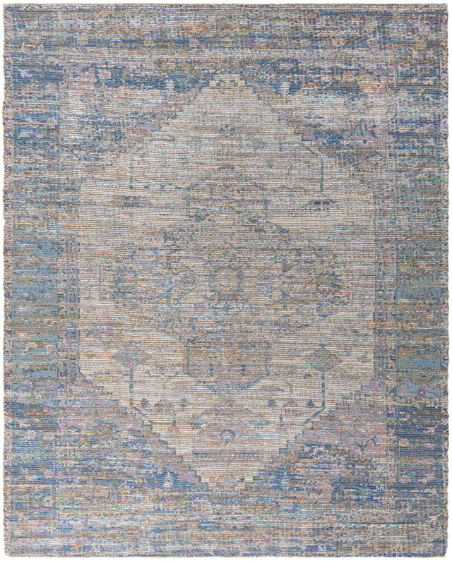 Blue 7' 10 x 10' Chenille Jute Rectangle Area Rug Vintage Distressed Boho All Natural Eco-Friendly Sustainable Carpet for Living Dining Office Dorm Rooms for Sale at Rug Engine