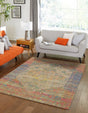 Multicolor 5' 3 x 8' Chenille Jute Rectangle Area Rug Vintage Distressed Boho All Natural Eco-Friendly Sustainable Carpet for Living Dining Office Dorm Rooms for Sale at Rug Engine