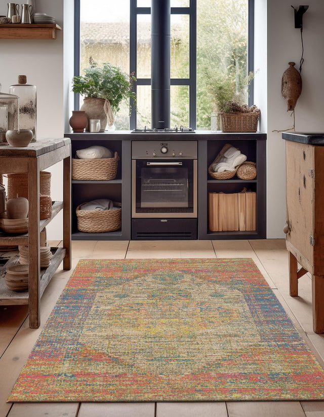Multicolor 2' x 3' 1 Chenille Jute Rectangle Area Rug Vintage Distressed Boho All Natural Eco-Friendly Sustainable Carpet for Living Dining Office Dorm Rooms for Sale at Rug Engine