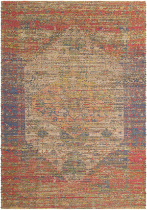 Multicolor 6' 1 x 9' Chenille Jute Rectangle Area Rug Vintage Distressed Boho All Natural Eco-Friendly Sustainable Carpet for Living Dining Office Dorm Rooms for Sale at Rug Engine