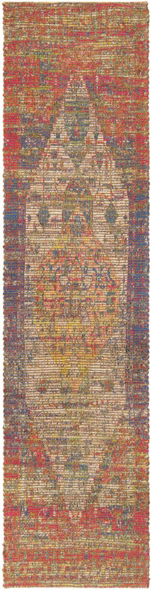 Multicolor 2' 2 x 8' Chenille Jute Runner Area Rug Vintage Distressed Boho All Natural Eco-Friendly Sustainable Carpet for Living Dining Office Dorm Rooms for Sale at Rug Engine