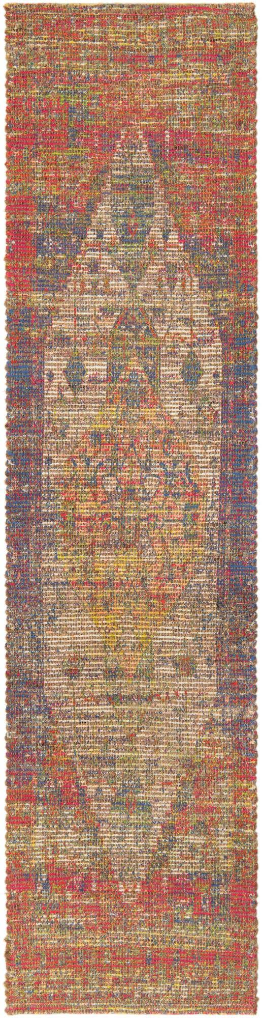 Multicolor 2' 2 x 8' Chenille Jute Runner Area Rug Vintage Distressed Boho All Natural Eco-Friendly Sustainable Carpet for Living Dining Office Dorm Rooms for Sale at Rug Engine