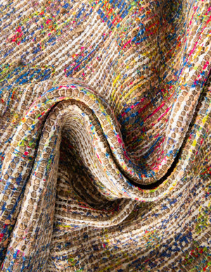 Multicolor 7' 10 x 7' 10 Chenille Jute Square Area Rug Vintage Distressed Boho All Natural Eco-Friendly Sustainable Carpet for Living Dining Office Dorm Rooms for Sale at Rug Engine