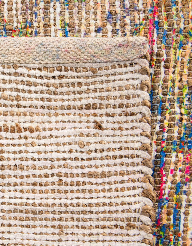 Multicolor 7' 10 x 7' 10 Chenille Jute Square Area Rug Vintage Distressed Boho All Natural Eco-Friendly Sustainable Carpet for Living Dining Office Dorm Rooms for Sale at Rug Engine