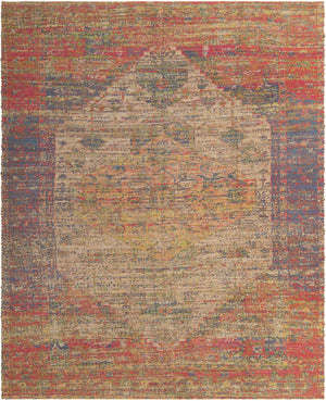 Multicolor 7' 10 x 10' Chenille Jute Rectangle Area Rug Vintage Distressed Boho All Natural Eco-Friendly Sustainable Carpet for Living Dining Office Dorm Rooms for Sale at Rug Engine