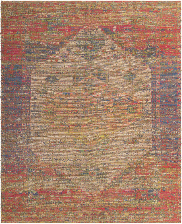 Multicolor 7' 10 x 10' Chenille Jute Rectangle Area Rug Vintage Distressed Boho All Natural Eco-Friendly Sustainable Carpet for Living Dining Office Dorm Rooms for Sale at Rug Engine