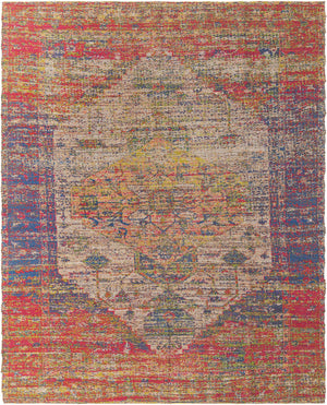 Multicolor 9' x 12' Chenille Jute Rectangle Area Rug Vintage Distressed Boho All Natural Eco-Friendly Sustainable Carpet for Living Dining Office Dorm Rooms for Sale at Rug Engine
