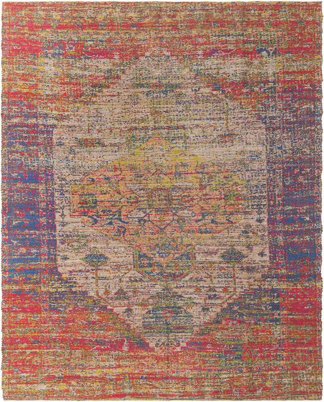 Multicolor 9' x 12' Chenille Jute Rectangle Area Rug Vintage Distressed Boho All Natural Eco-Friendly Sustainable Carpet for Living Dining Office Dorm Rooms for Sale at Rug Engine