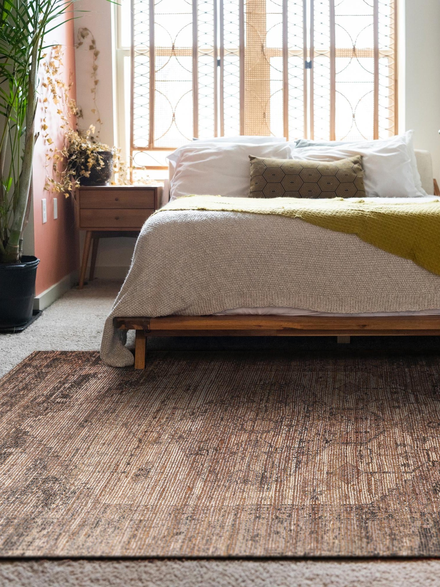 Natural 7' 10 x 10' Chenille Jute Rectangle Area Rug Vintage Distressed Boho All Natural Eco-Friendly Sustainable Carpet for Living Dining Office Dorm Rooms for Sale at Rug Engine