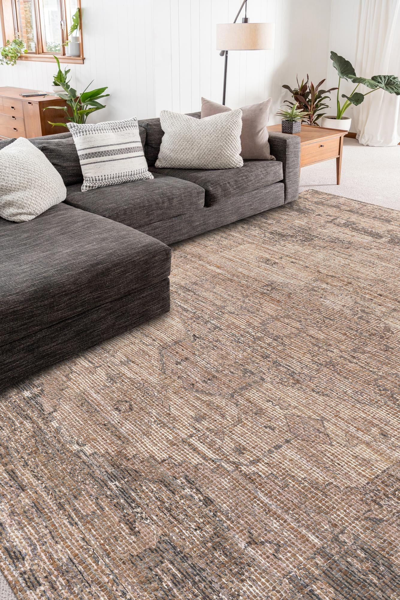 Natural 2' x 3' 1 Chenille Jute Rectangle Area Rug Vintage Distressed Boho All Natural Eco-Friendly Sustainable Carpet for Living Dining Office Dorm Rooms for Sale at Rug Engine