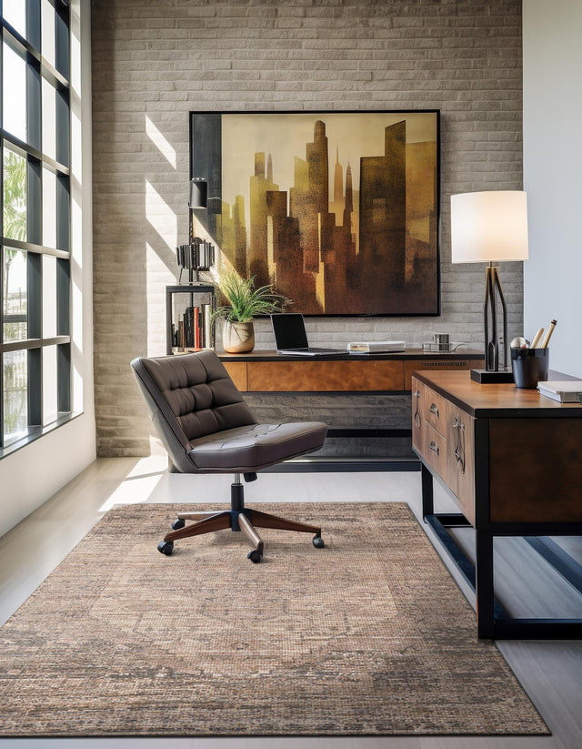 Natural 7' 10 x 10' Chenille Jute Rectangle Area Rug Vintage Distressed Boho All Natural Eco-Friendly Sustainable Carpet for Living Dining Office Dorm Rooms for Sale at Rug Engine