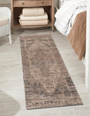 Natural 2' 2 x 8' Chenille Jute Runner Area Rug Vintage Distressed Boho All Natural Eco-Friendly Sustainable Carpet for Living Dining Office Dorm Rooms for Sale at Rug Engine