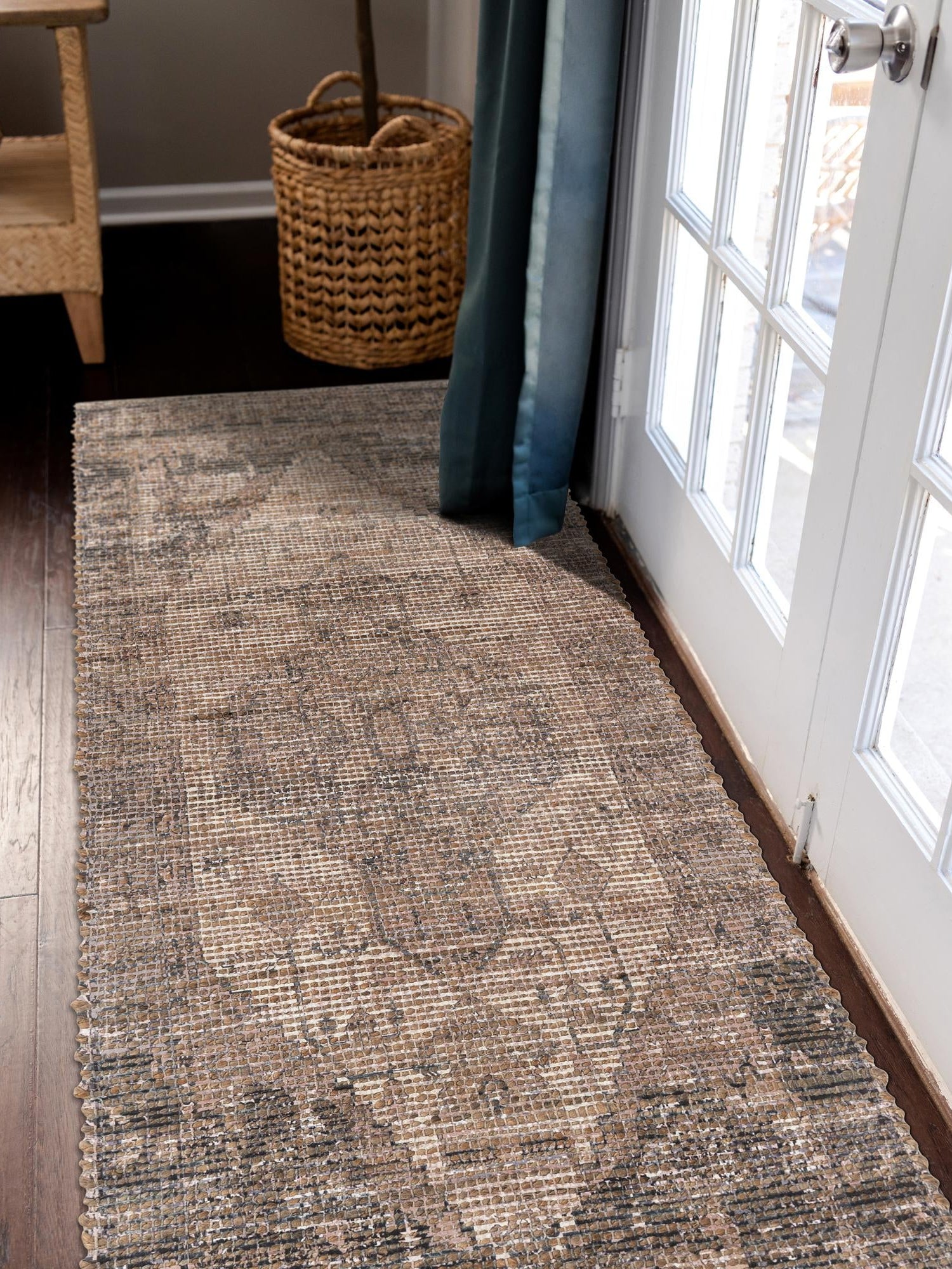 Natural 2' 2 x 6' 1 Chenille Jute Runner Area Rug Vintage Distressed Boho All Natural Eco-Friendly Sustainable Carpet for Living Dining Office Dorm Rooms for Sale at Rug Engine