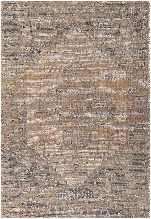 Natural 6' 1 x 9' Chenille Jute Rectangle Area Rug Vintage Distressed Boho All Natural Eco-Friendly Sustainable Carpet for Living Dining Office Dorm Rooms for Sale at Rug Engine