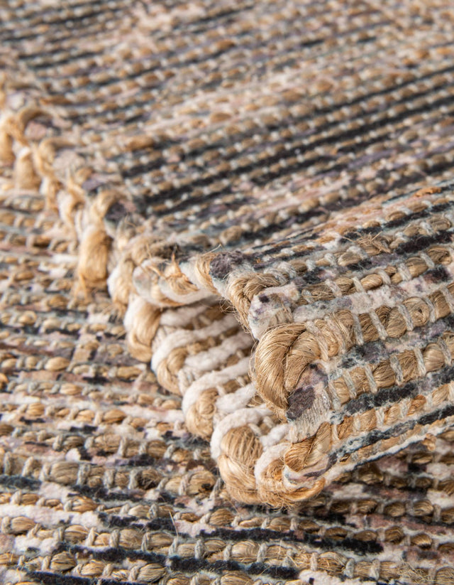 Natural 7' 10 x 7' 10 Chenille Jute Square Area Rug Vintage Distressed Boho All Natural Eco-Friendly Sustainable Carpet for Living Dining Office Dorm Rooms for Sale at Rug Engine