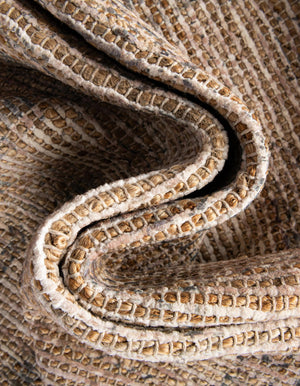 Natural 7' 10 x 7' 10 Chenille Jute Square Area Rug Vintage Distressed Boho All Natural Eco-Friendly Sustainable Carpet for Living Dining Office Dorm Rooms for Sale at Rug Engine