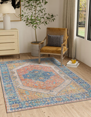 Orange Yellow 6' 1 x 9' Chenille Jute Rectangle Area Rug Vintage Distressed Boho All Natural Eco-Friendly Sustainable Carpet for Living Dining Office Dorm Rooms for Sale at Rug Engine