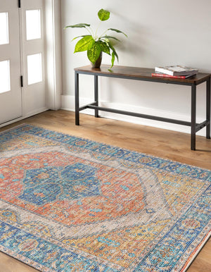Orange Yellow 7' 10 x 10' Chenille Jute Rectangle Area Rug Vintage Distressed Boho All Natural Eco-Friendly Sustainable Carpet for Living Dining Office Dorm Rooms for Sale at Rug Engine