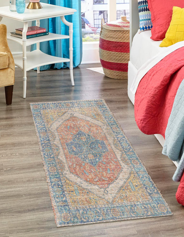 Orange Yellow 2' 2 x 6' 1 Chenille Jute Runner Area Rug Vintage Distressed Boho All Natural Eco-Friendly Sustainable Carpet for Living Dining Office Dorm Rooms for Sale at Rug Engine