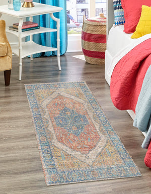 Orange Yellow 2' 2 x 8' Chenille Jute Runner Area Rug Vintage Distressed Boho All Natural Eco-Friendly Sustainable Carpet for Living Dining Office Dorm Rooms for Sale at Rug Engine