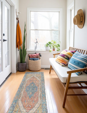 Orange Yellow 2' 2 x 8' Chenille Jute Runner Area Rug Vintage Distressed Boho All Natural Eco-Friendly Sustainable Carpet for Living Dining Office Dorm Rooms for Sale at Rug Engine