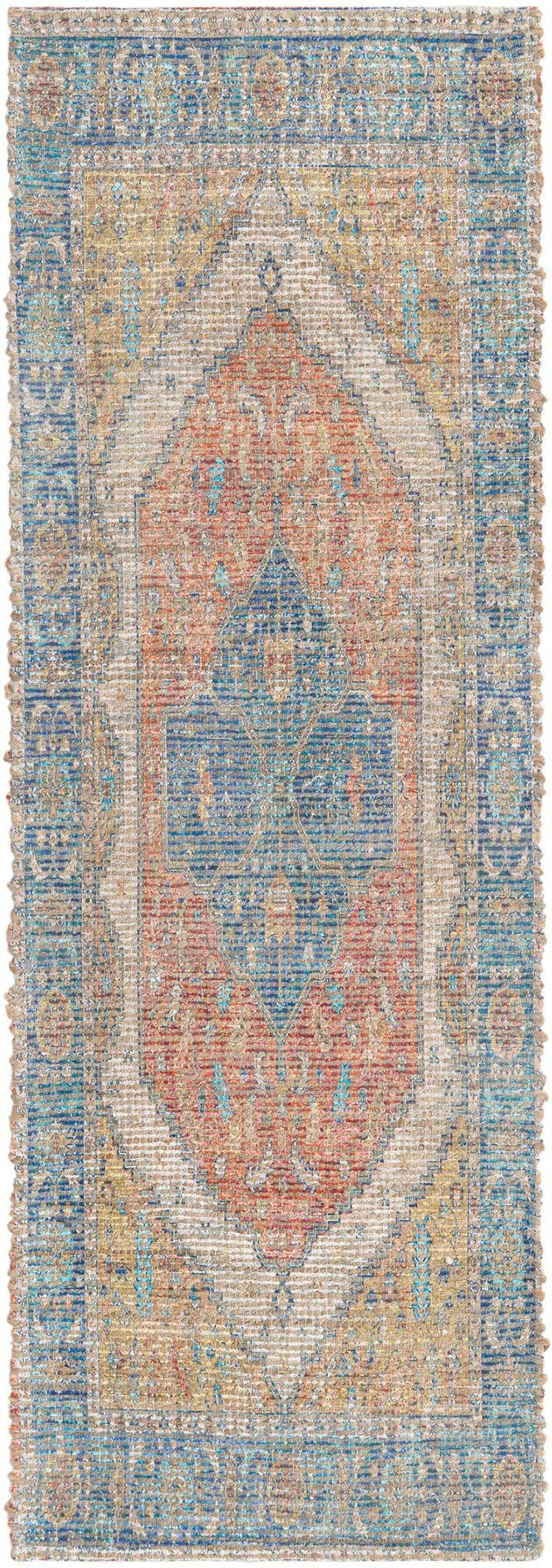 Orange Yellow 2' 2 x 6' 1 Chenille Jute Runner Area Rug Vintage Distressed Boho All Natural Eco-Friendly Sustainable Carpet for Living Dining Office Dorm Rooms for Sale at Rug Engine