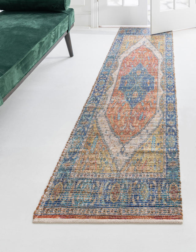 Orange Yellow 2' 2 x 6' 1 Chenille Jute Runner Area Rug Vintage Distressed Boho All Natural Eco-Friendly Sustainable Carpet for Living Dining Office Dorm Rooms for Sale at Rug Engine
