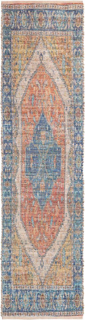 Orange Yellow 2' 2 x 8' Chenille Jute Runner Area Rug Vintage Distressed Boho All Natural Eco-Friendly Sustainable Carpet for Living Dining Office Dorm Rooms for Sale at Rug Engine