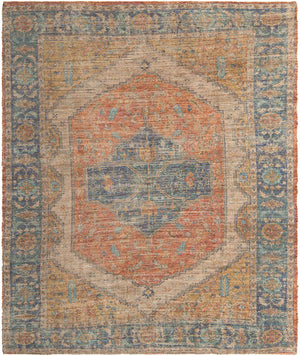 Orange Yellow 7' 10 x 10' Chenille Jute Rectangle Area Rug Vintage Distressed Boho All Natural Eco-Friendly Sustainable Carpet for Living Dining Office Dorm Rooms for Sale at Rug Engine