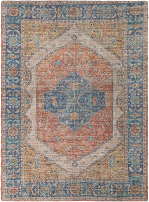 Orange Yellow 9' x 12' Chenille Jute Rectangle Area Rug Vintage Distressed Boho All Natural Eco-Friendly Sustainable Carpet for Living Dining Office Dorm Rooms for Sale at Rug Engine