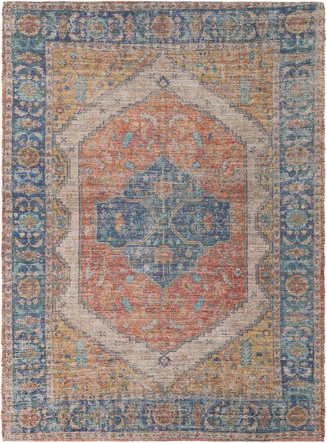 Orange Yellow 9' x 12' Chenille Jute Rectangle Area Rug Vintage Distressed Boho All Natural Eco-Friendly Sustainable Carpet for Living Dining Office Dorm Rooms for Sale at Rug Engine