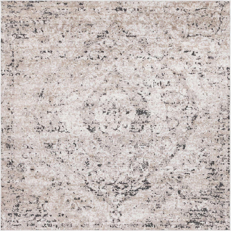 Beige 5' 3 x 5' 3 Portland Square Area Rug 85% Polypropylene & 15% Polyester Vintage Distressed Traditional Carpet for Home Decor for Sale at Rug Engine
