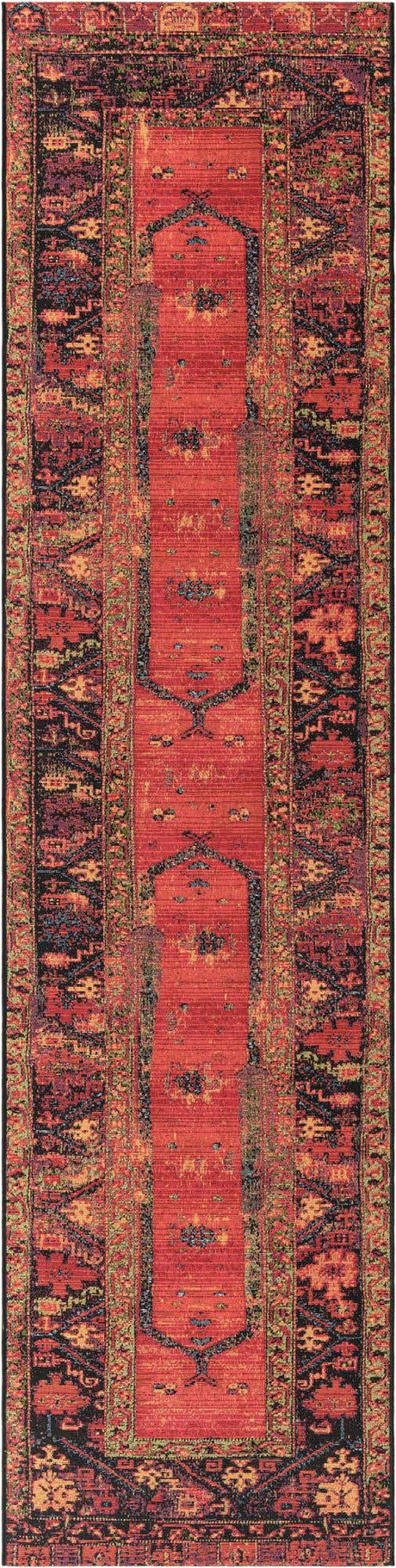 Multicolor 3' x 11' Outdoor Tribal Runner Rug