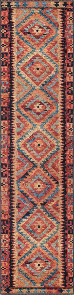 Multicolor 3' x 11' Outdoor Tribal Runner Rug