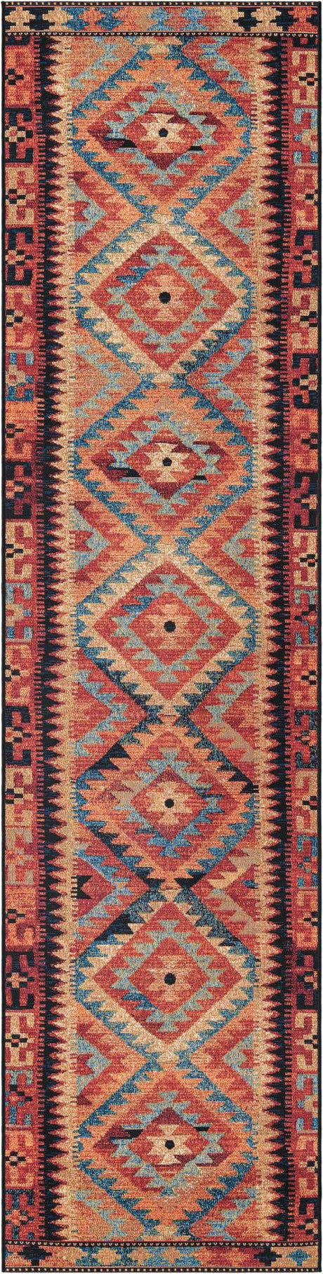 Multicolor 3' x 11' Outdoor Tribal Runner Rug
