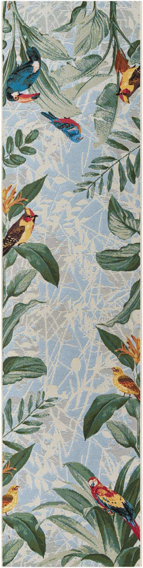 Multicolor 3' x 11' Outdoor Botanical Runner Rug