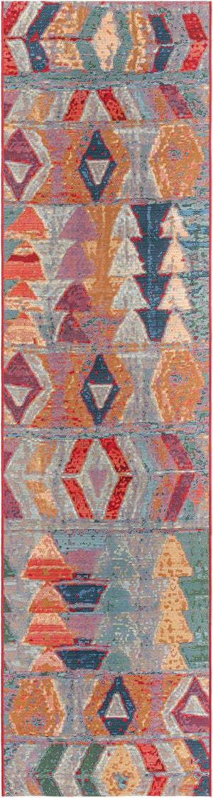 Multicolor 3' x 11' Outdoor Modern Runner Rug