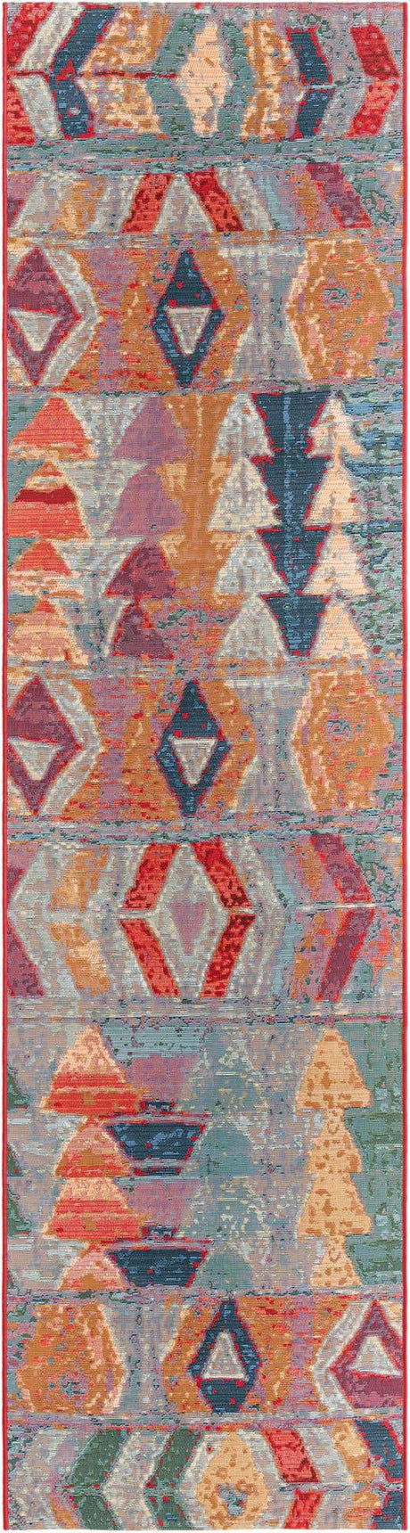 Multicolor 3' x 11' Outdoor Modern Runner Rug