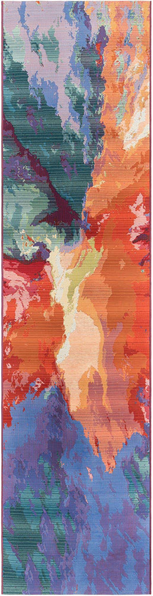Multicolor 3' x 11' Outdoor Modern Runner Rug